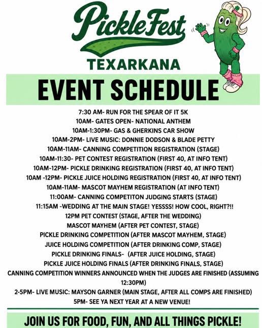 Pickle Fest Texarkana event schedule